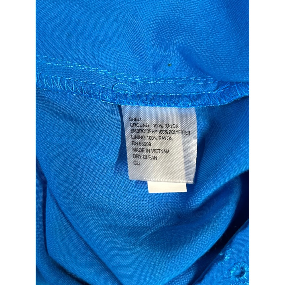 Preston York Eyelet Shift Dress Grecian Blue Short Sleeve V Neck Size 18 - Picture 8 of 8